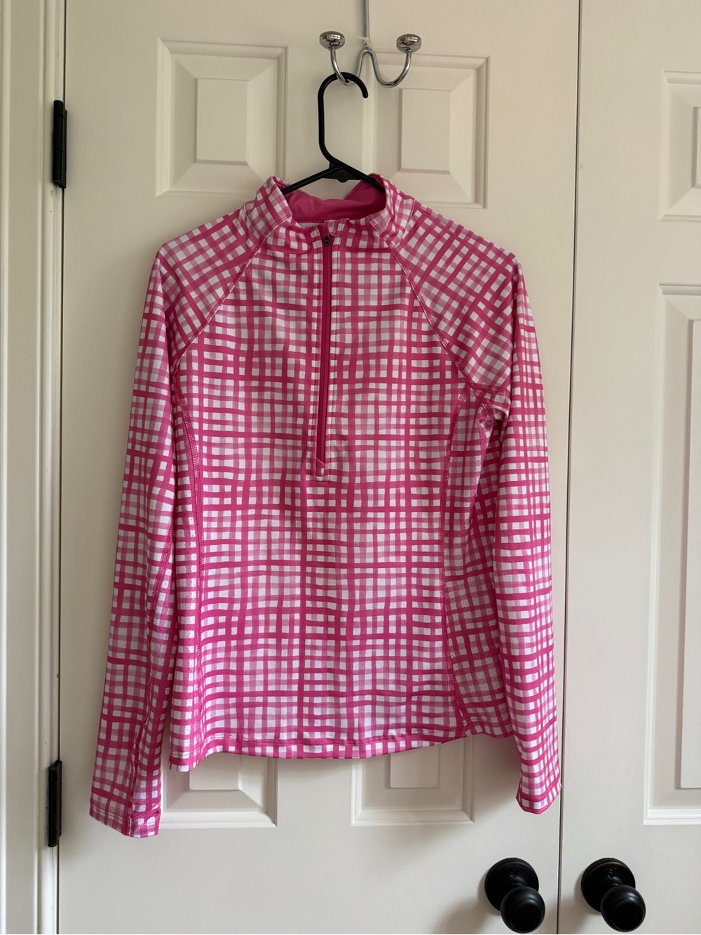 Vineyard Vines Pink Plaid Quarter-Zip Pullover